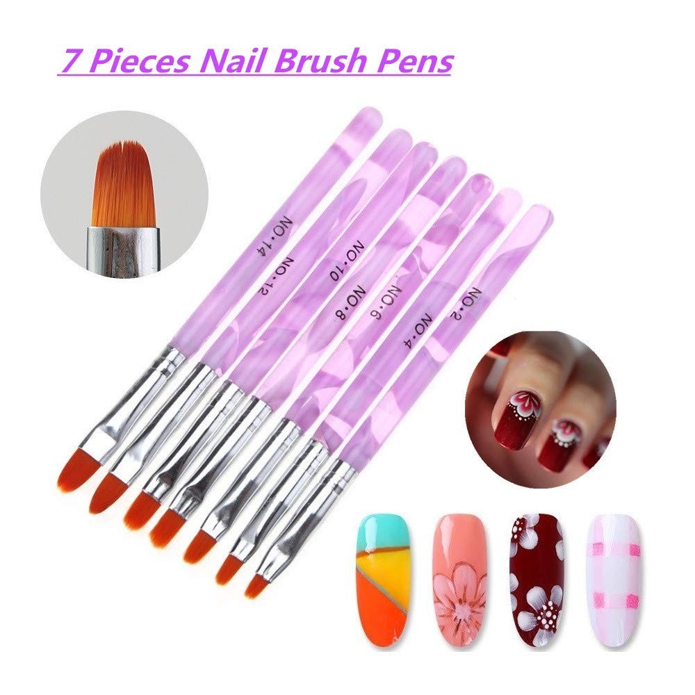 Professional 7 Size UV Gel Nail Brush Set – Perfect for Nail Art Creators