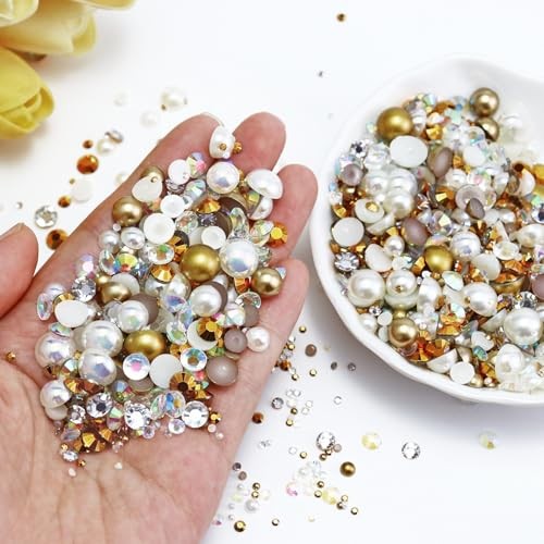 60g Mix Flatback Champagne Gold Blend | Mix Champagne | Gold | Ivory | Ivory AB