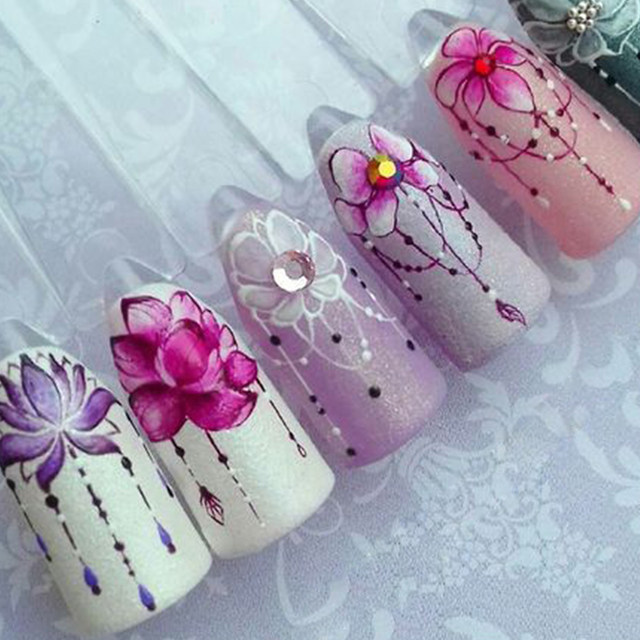 Nail Art Water Transfer Sticker Flower Necklace Jewelry Design Decals Manicure