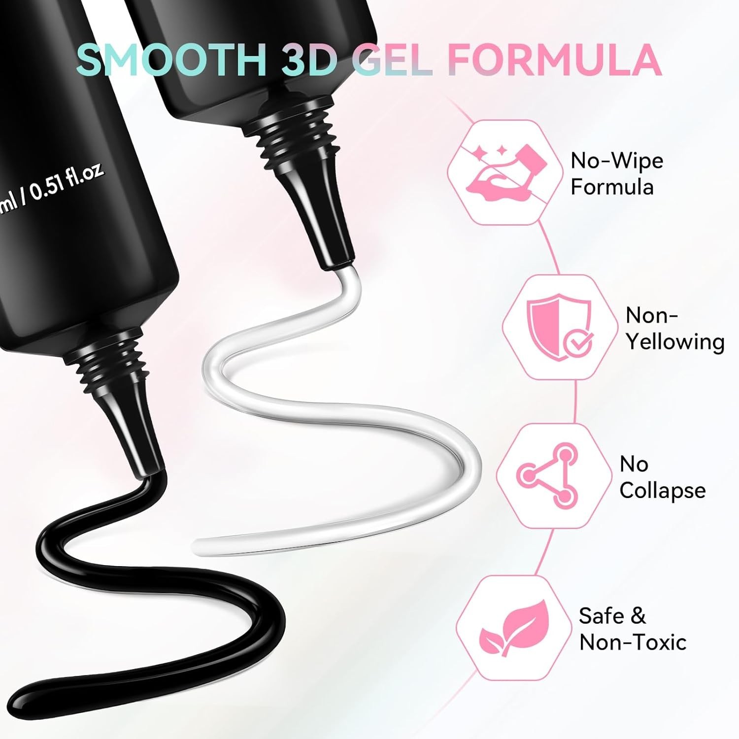 3D Gel Nail Art Set – Clear & Noir Sculpting Gel for DIY Embossed Nail Design…