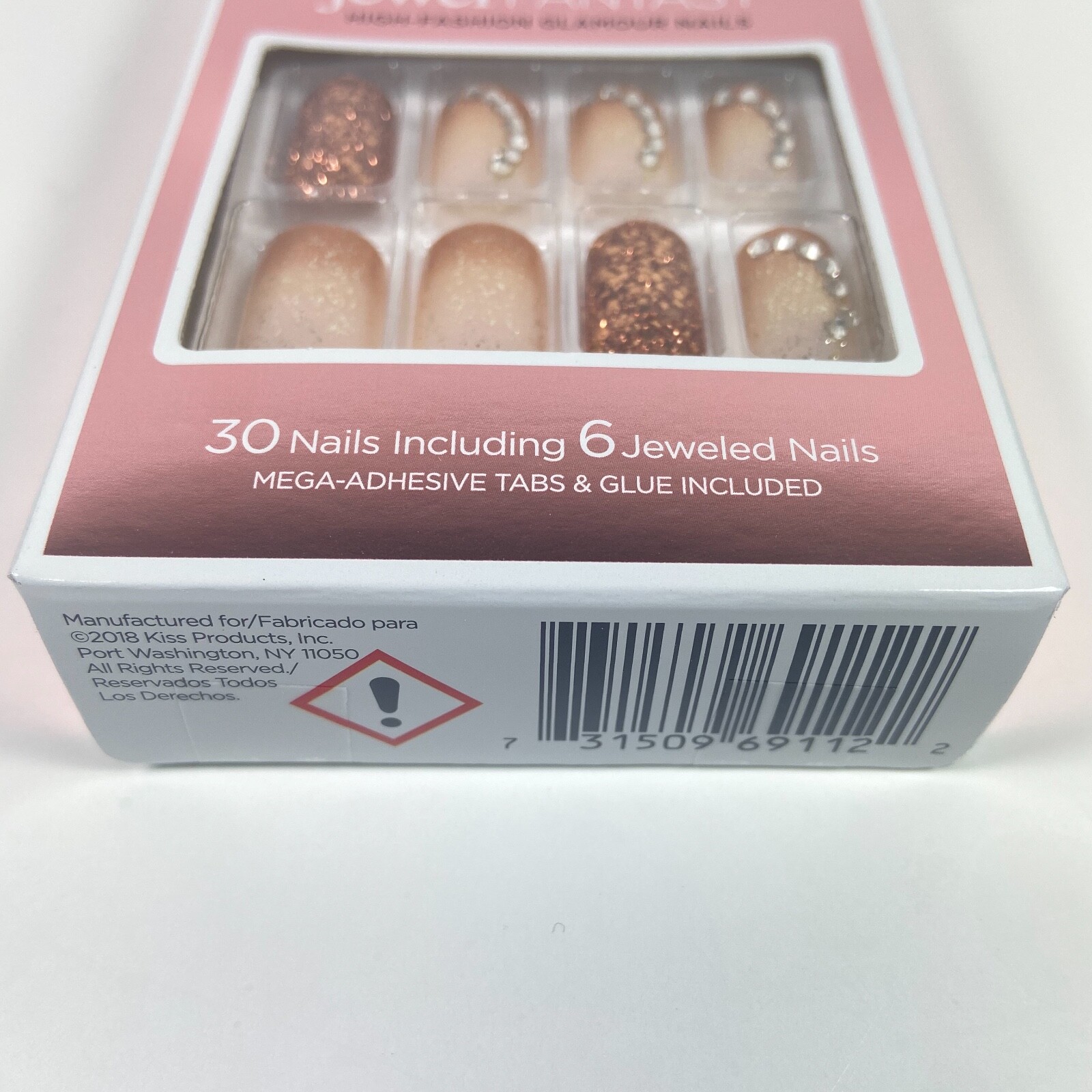 NEW Kiss Nails Jewel Fantasy Press or Glue Manicure Medium Gel Copper Gold Gems