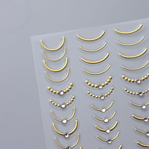 Rhinestone Studded French Line Nail Art Rhinestone 3 Colors French Smile Line