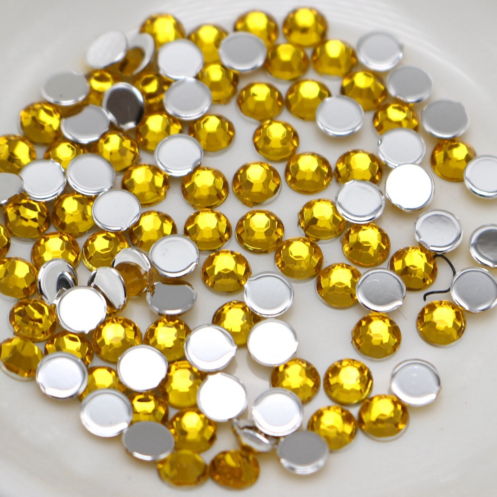 2000 Gold Crystal Acrylic Round Faceted Flatback Rhinestone Gem 4mm SS16 Nail
