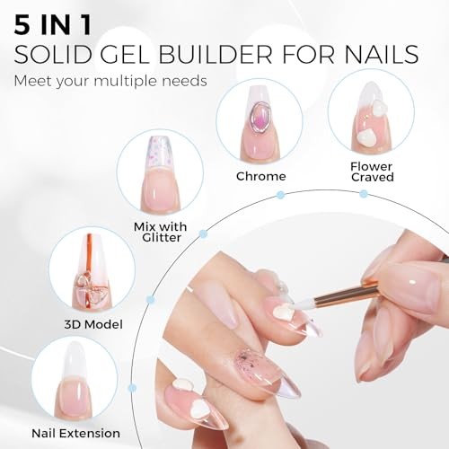 Hard Gel 3D Gel Nail Art Solid Builder Gel for Nails 50g 3D Nail Gel Clear