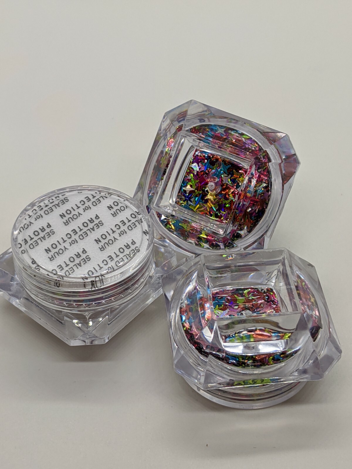 Holographic Mixed Col 4 point Stars/Lens-Flare Nail Art Embellishment UK Seller