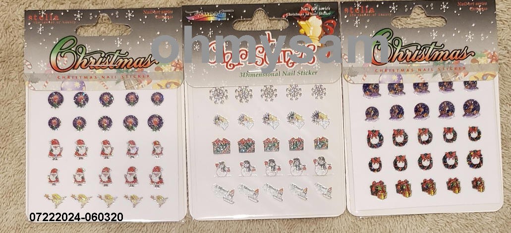 CLOSEOUT 3+3+3 NEW CARDS 25 MULTI COLOR NAIL ART STICKER CHRISTMAS / MANI / PEDI