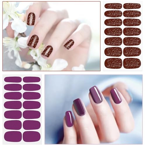 20 Sheets Nail Polish Strips for Women & KIT1 Solid & Solid Glitter Designs
