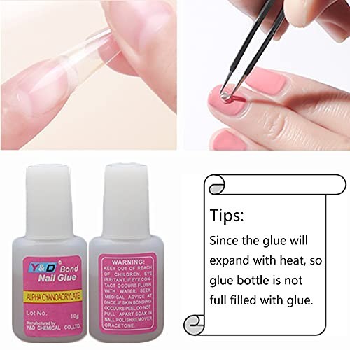 Brush on Nail Glue 6 Pack Long Lasting Acrylic Nail Tips Adhesive Super Bond