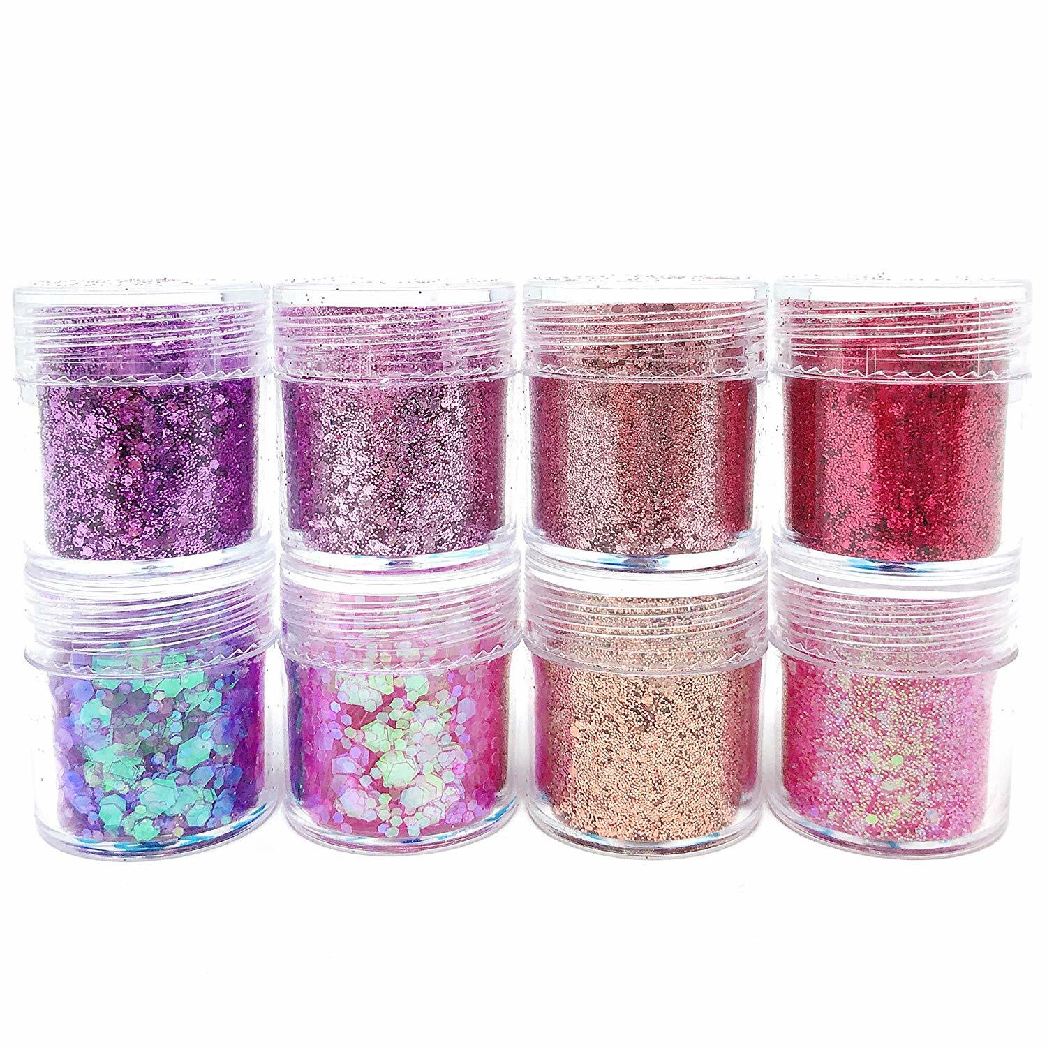 Wrapables Chunky Glitter for Hair Face Makeup Nail Art Decoration (8 Colors)