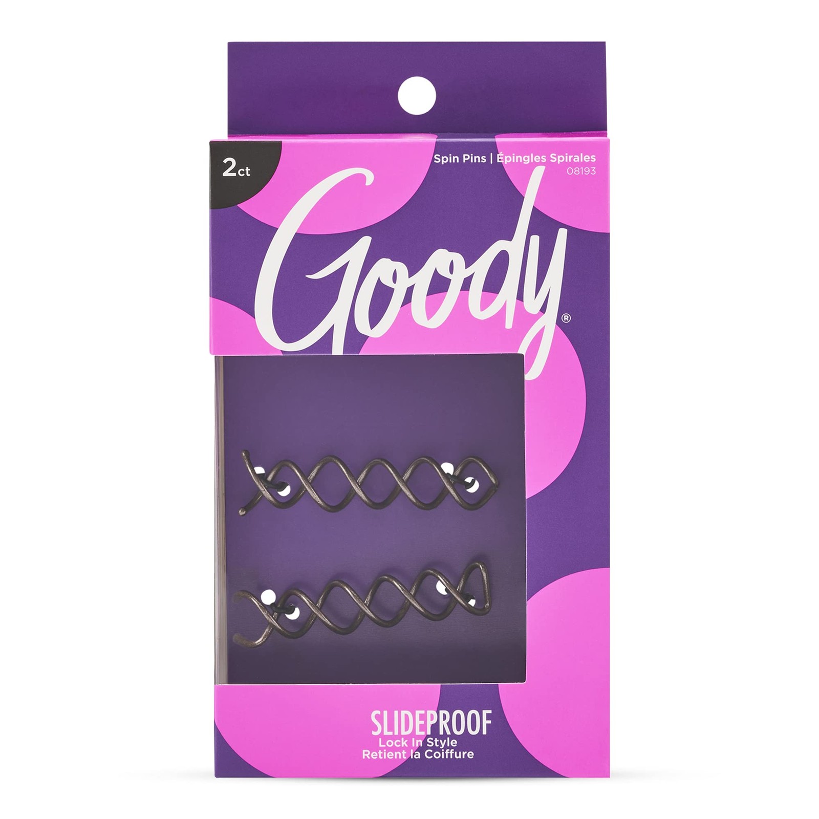 Goody Mini Spin Pins, 2 Ct, Spiral Clips for 2 Count (Pack of 1), 2