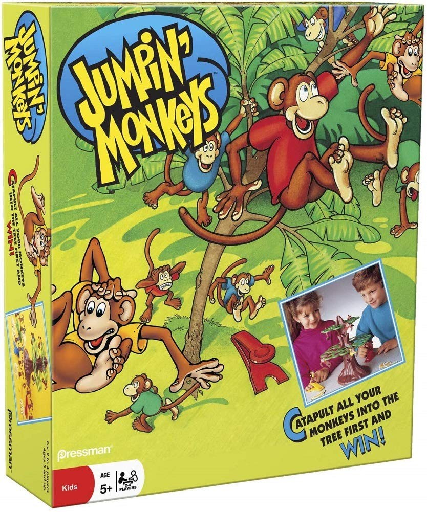Pressman Jumpin’ Monkeys: Catapult Your Monkeys Into The Tree to 5″, Multi