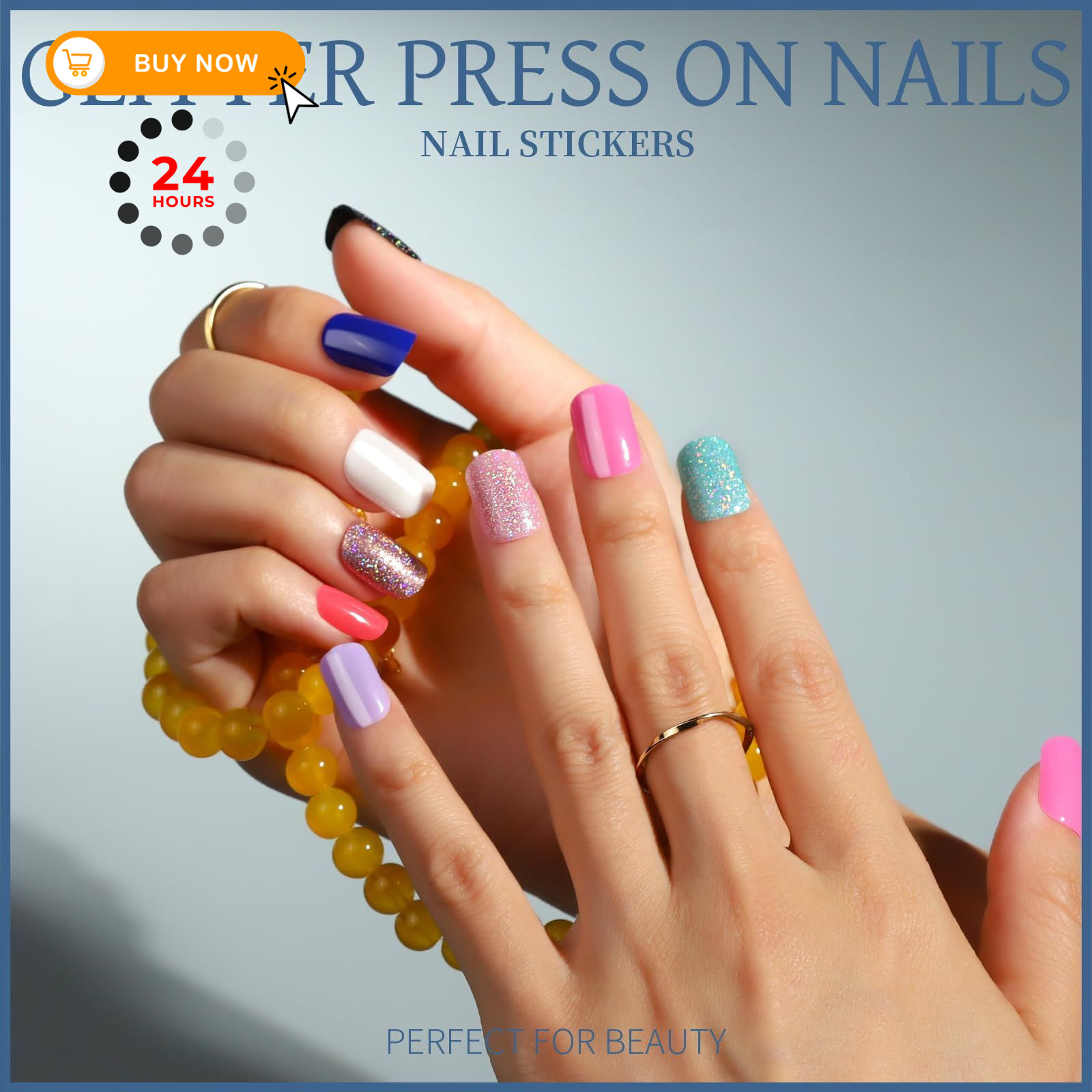 Teenitor 24Pack Short Press On Nails, short nail, matte/glossy/glitter/french