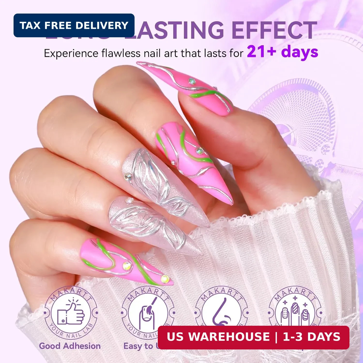 Makartt 3D Gel Nail Art: Clear 3D Painting Gels for Chrome Powder, 3D Sculpting