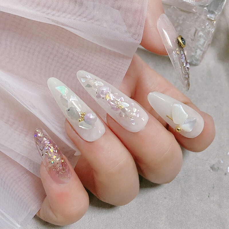 6 Grids Nail Art Abalone Shell Irregular Fragment 3D Charm Decoration Slice DIY