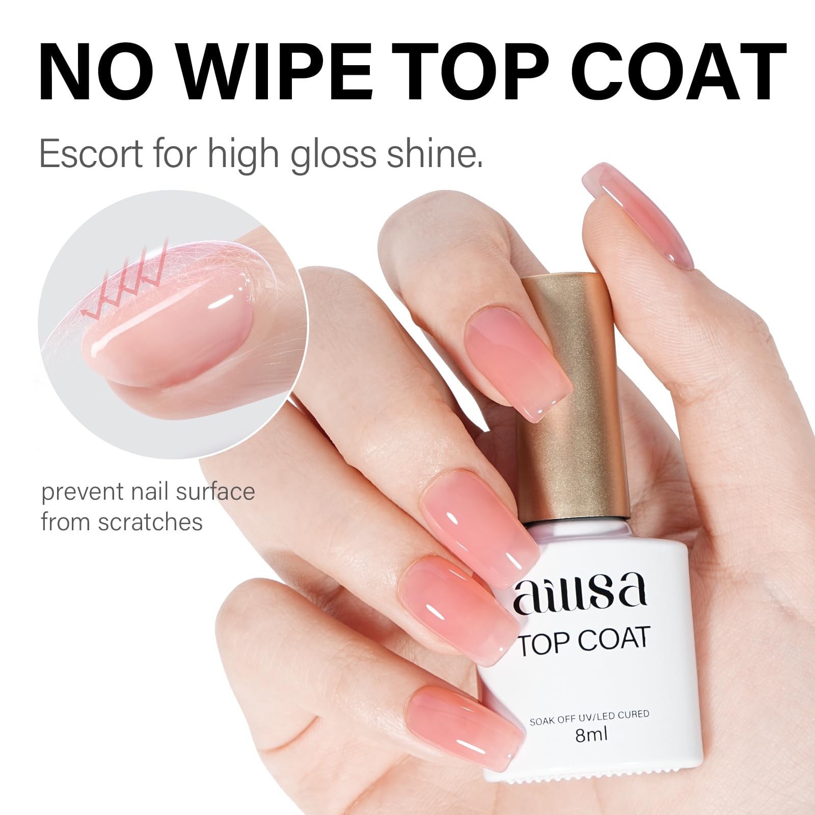 Gel Nail Kit Short Square Nail Tips 240pcs with 2 In 1 Nail Glue Base Coat an…