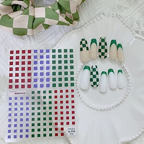 Checkerboard Square Nail Art Stickers Ultra-Thin Color Checkerboard Self
