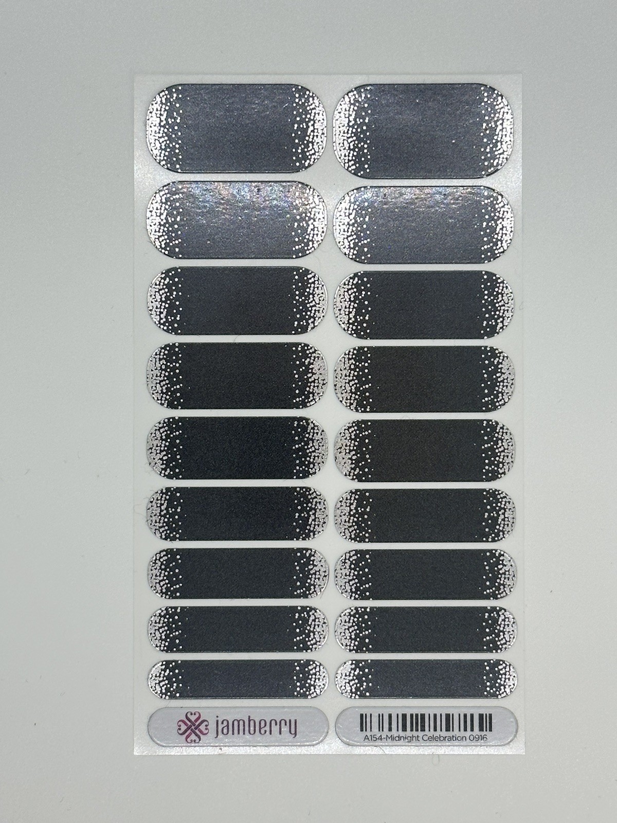 Jamberry Nail Wraps – Full Sheet – Midnight Celebration Metallic Black & Silver