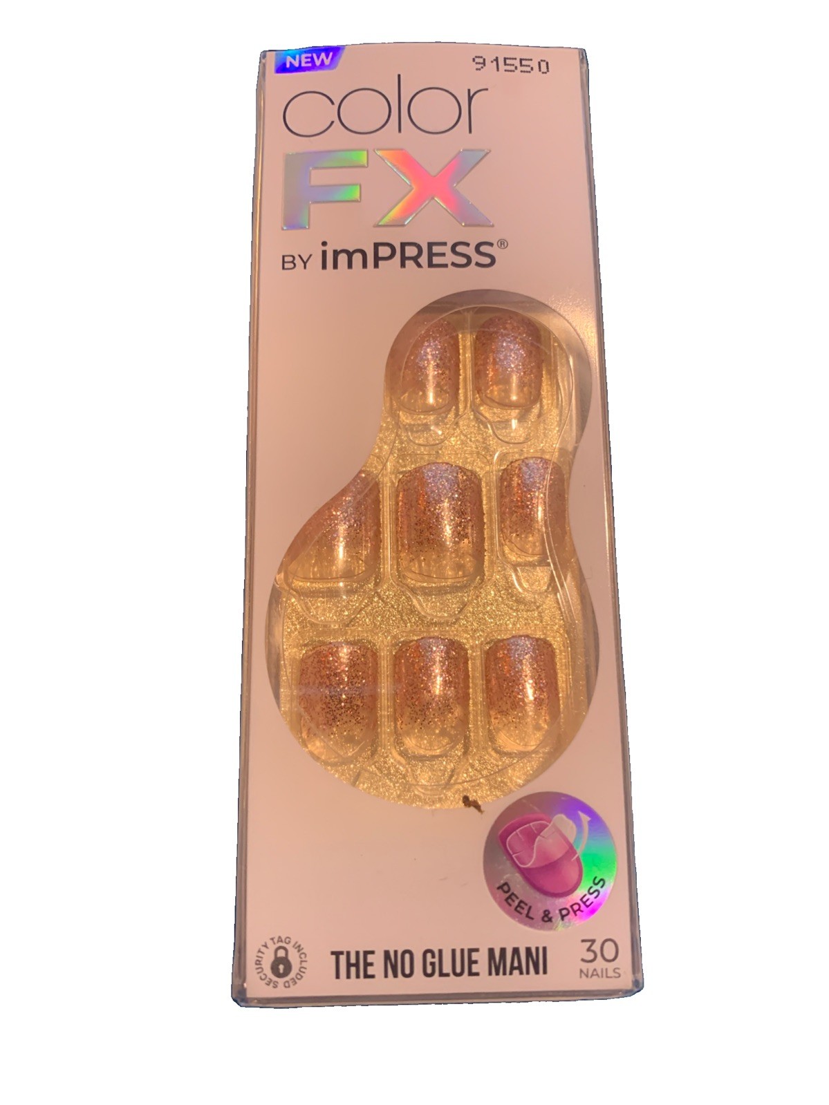 Color Fx Nails By imPRESS Copper Glitter Square Short No Glue Mani Dimension