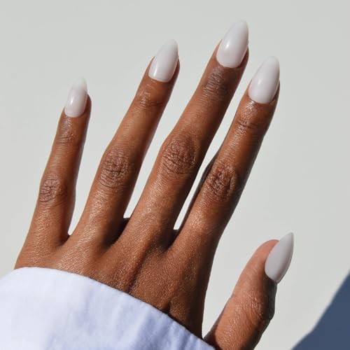 Press On Nails – Milky White | Short Almond White Fake Nails, 6E – Milky White