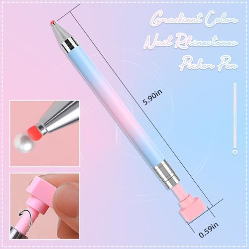 1 PCS Nail Art Rhinestone Picker Pens With 1 Box Spare Silicone Clay Tool