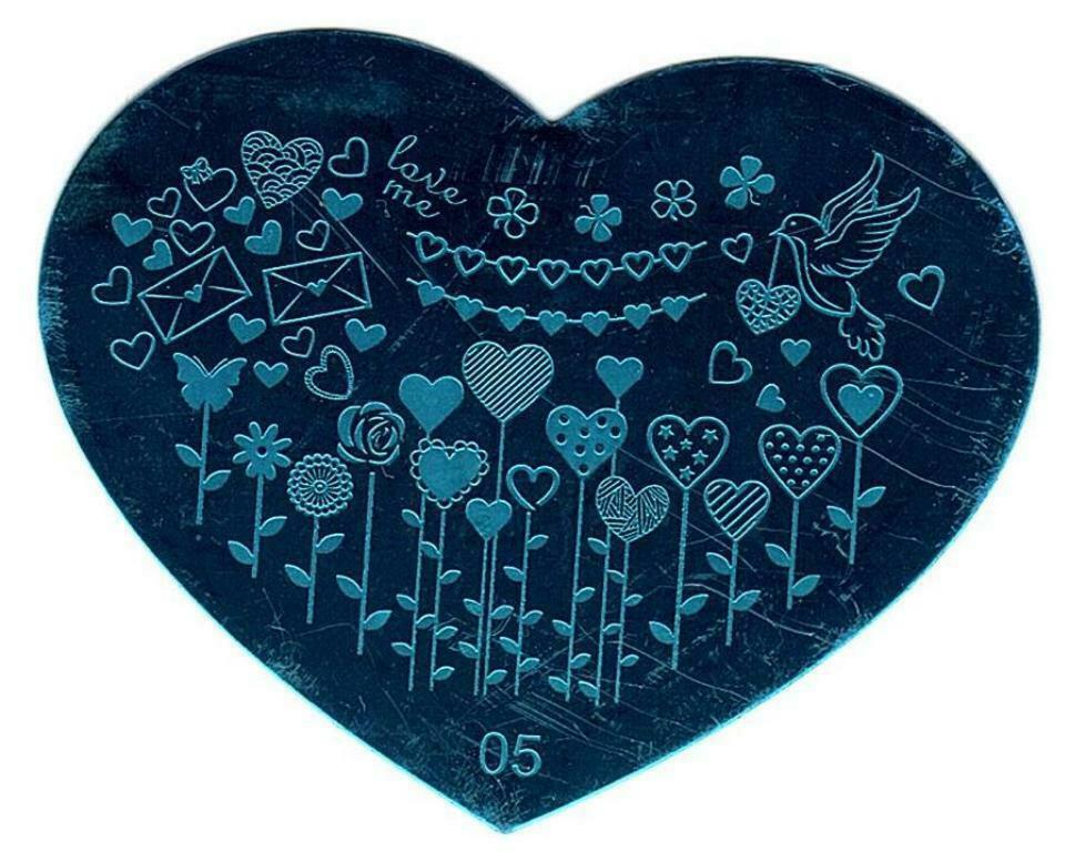 10 Styles Nail Art Stamping Love Heart Manicure Image Plate Stamper Scraper Kit