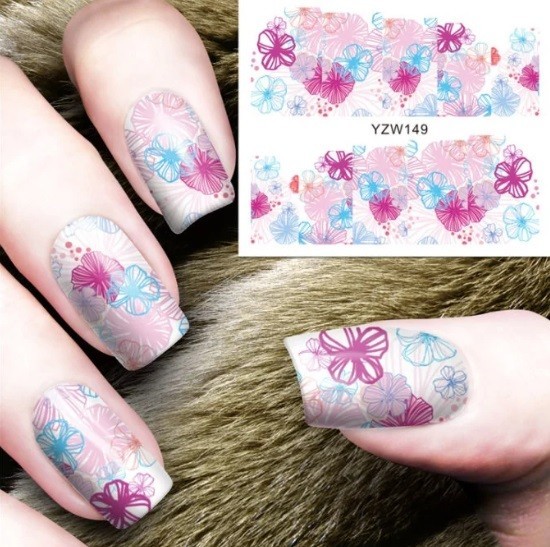 Flower, Floral Nail Art Water Decals DIY Nail (Group 1)