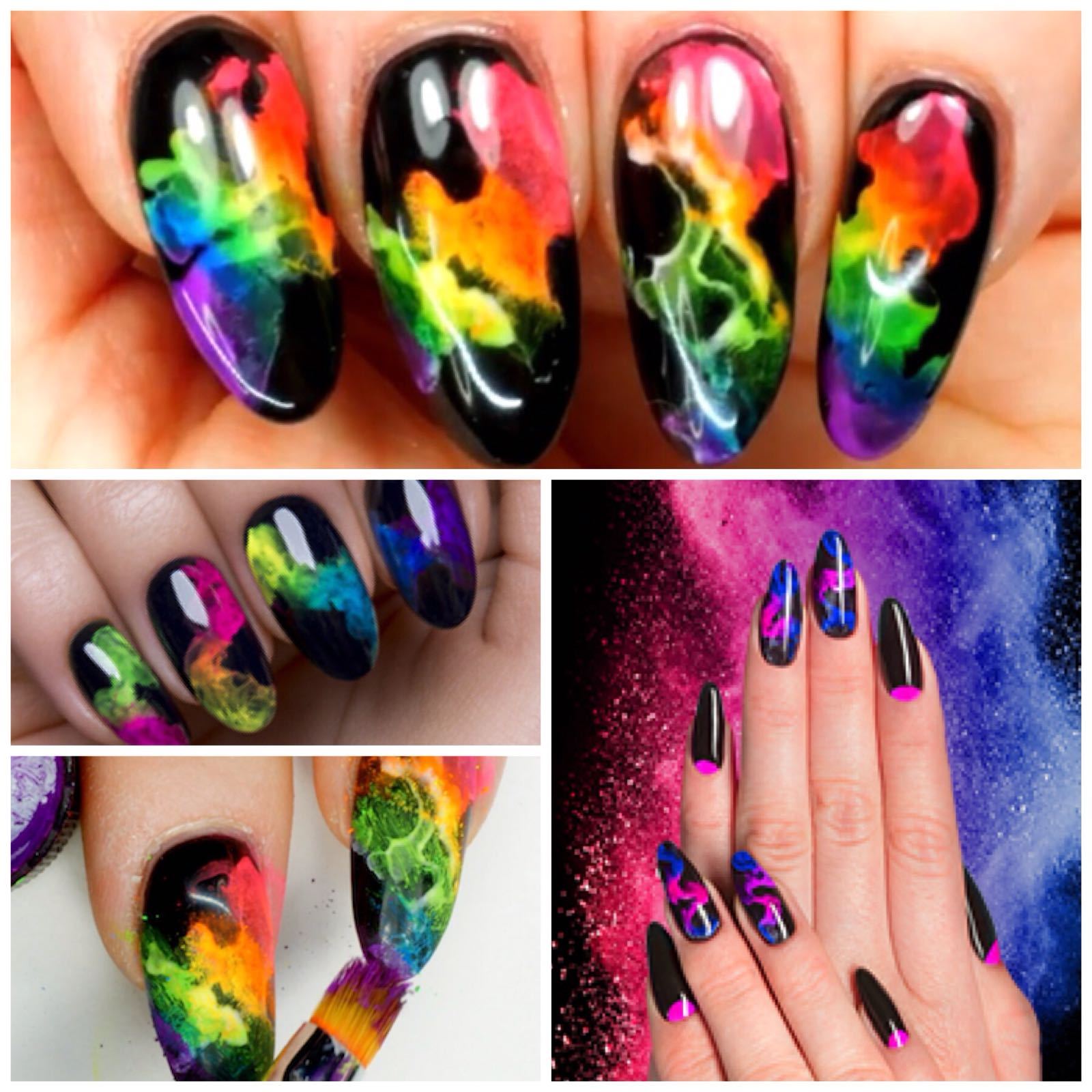 SMOKE POWDER Smoky Effect Nail Powder 15 Colours Neon RAINBOW Dust Manicure
