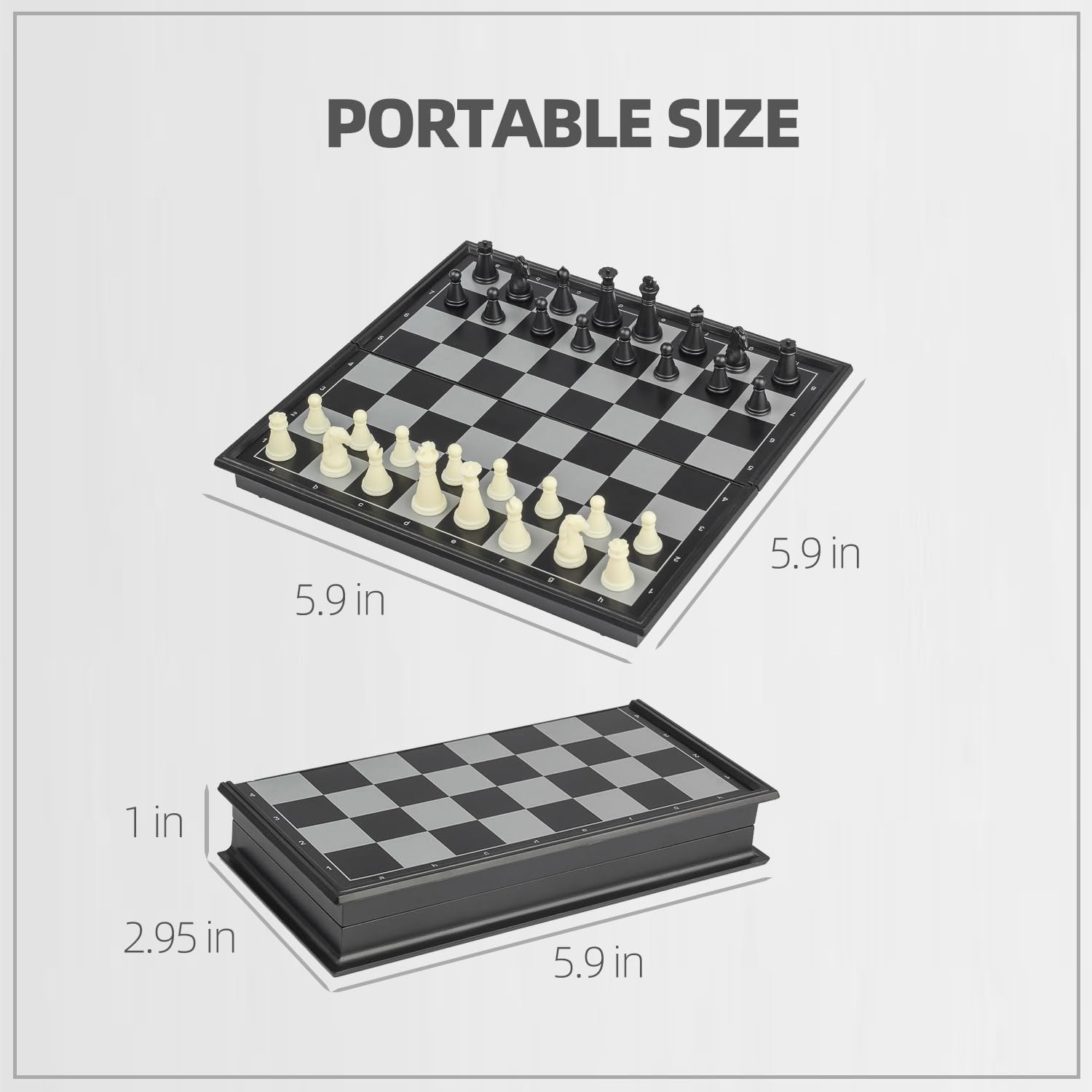 Travel Chess Set Magnetic Portable Folding Board – Small X-Small / 5.9 Inch