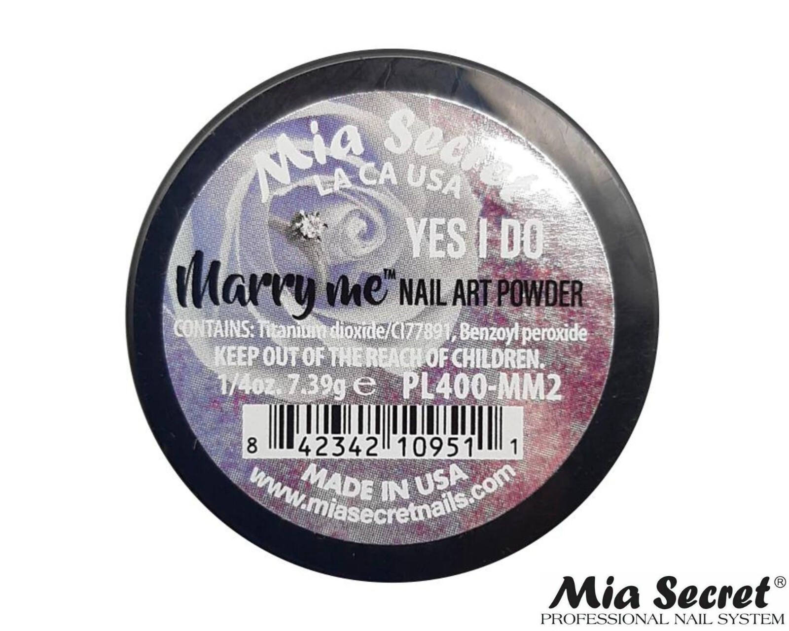 MIA SECRET Nail Art Powder 1/4oz-YES I DO (MARRY ME COLLECTION)