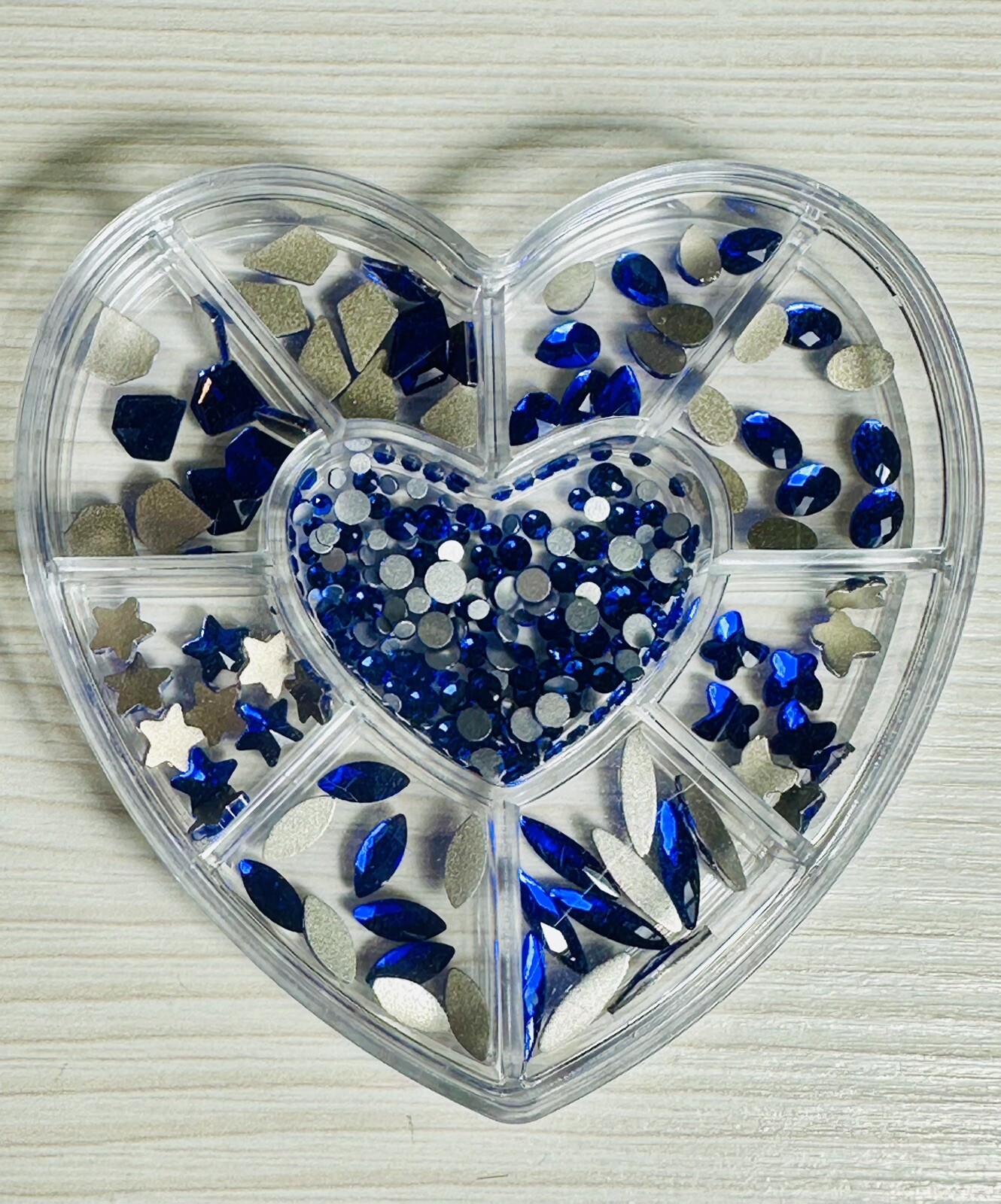 nail art flat back crystal rhinestone diamond Blue 280 Pcs Heart Star Round