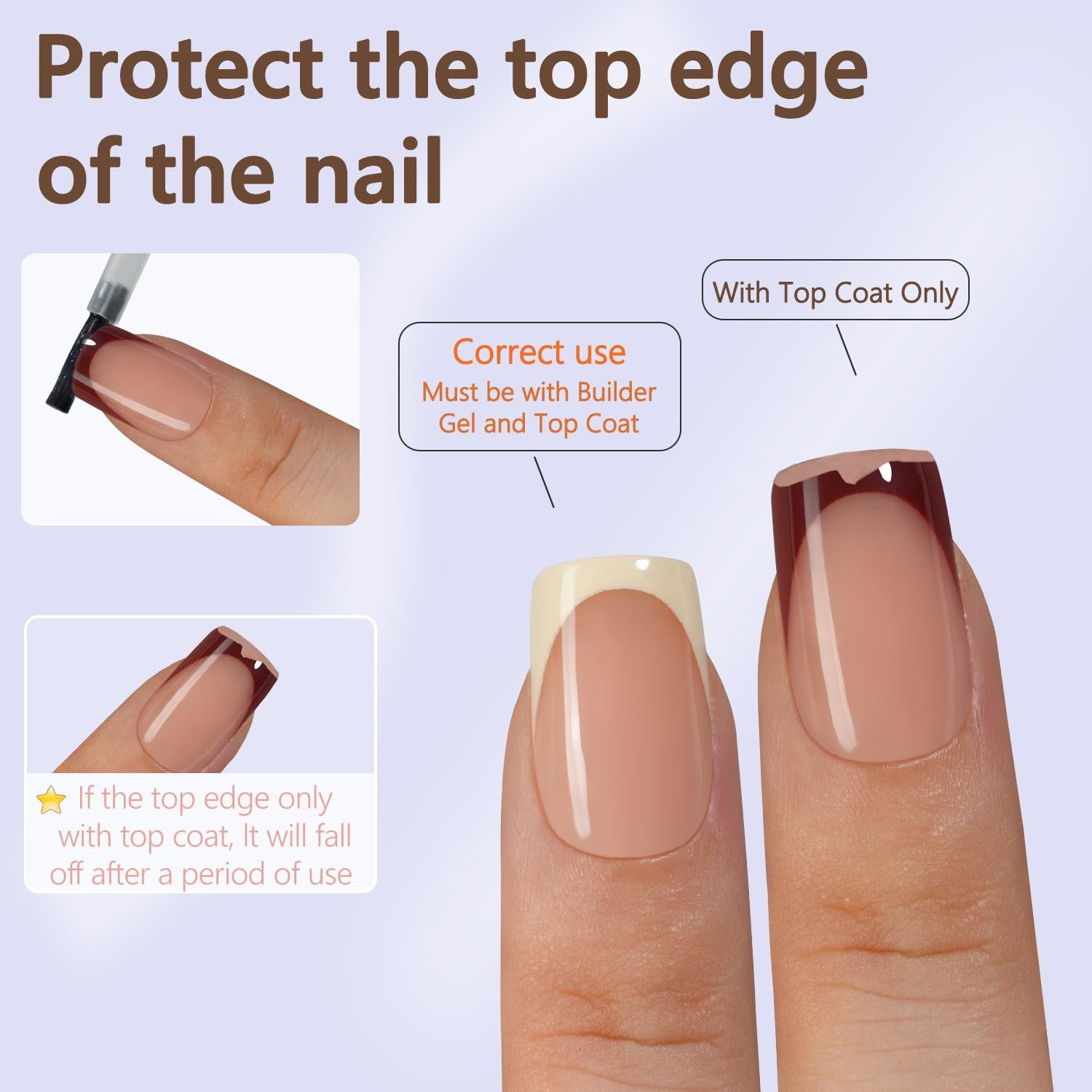 Misssix French Gel Nail Tips, 160Pcs French Tip Press on Nails Short Square, No