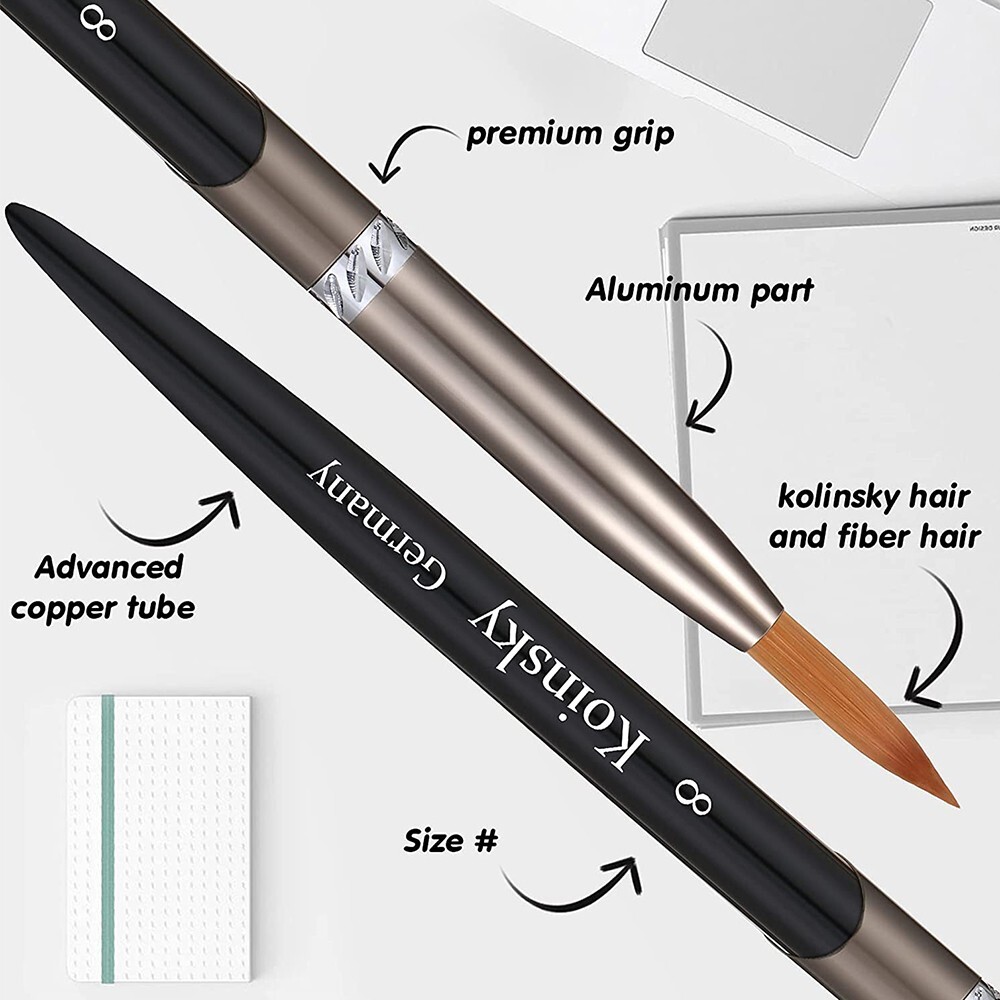 Acrylic Kolinsky Nail Brush Sizes 8-24 Nail Art Brushes Xmas Christmas Gift