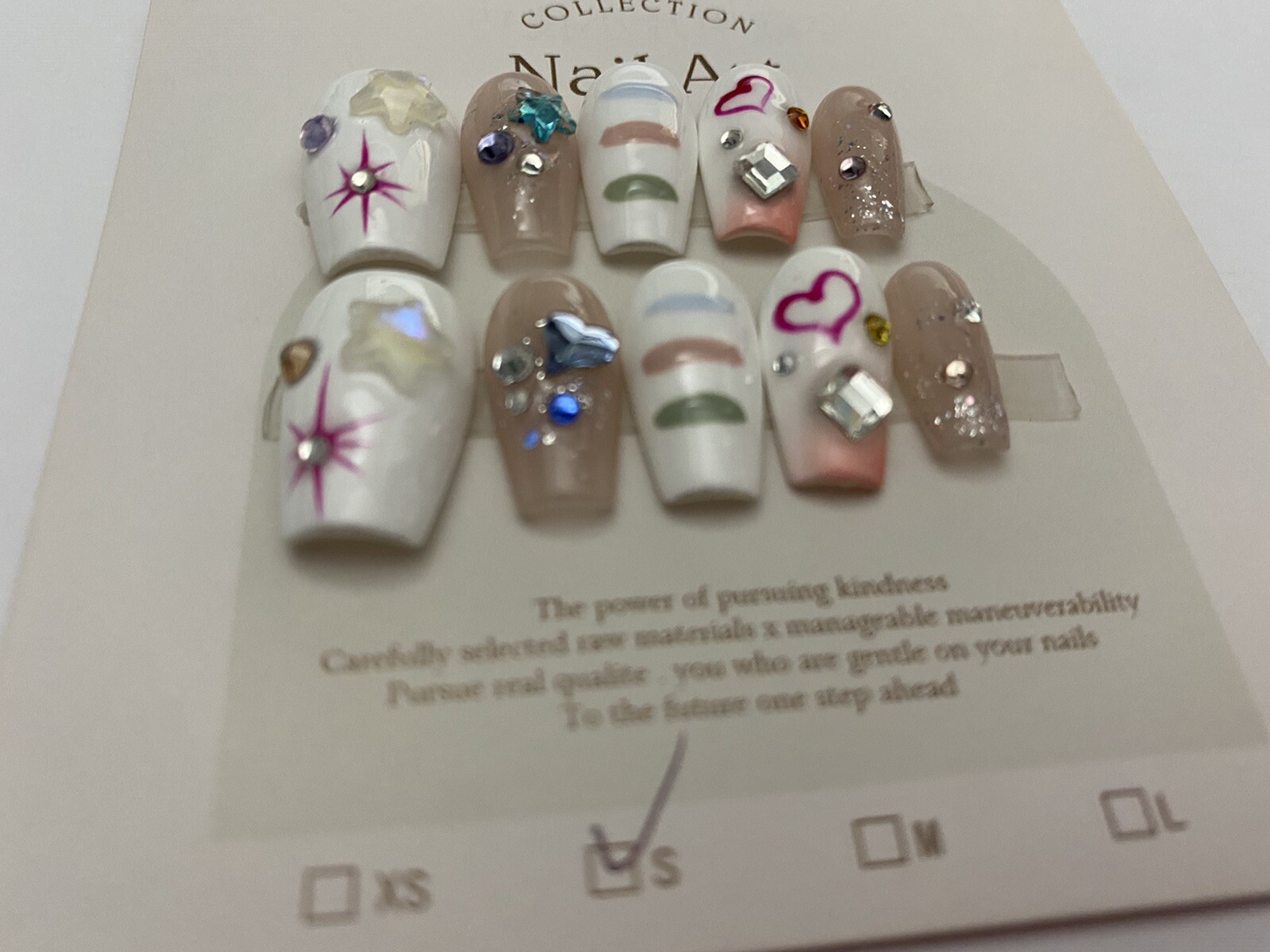 Shine Like Star – Custom Gel Press on Nails fake nails Handmade 10 pc set SMALL