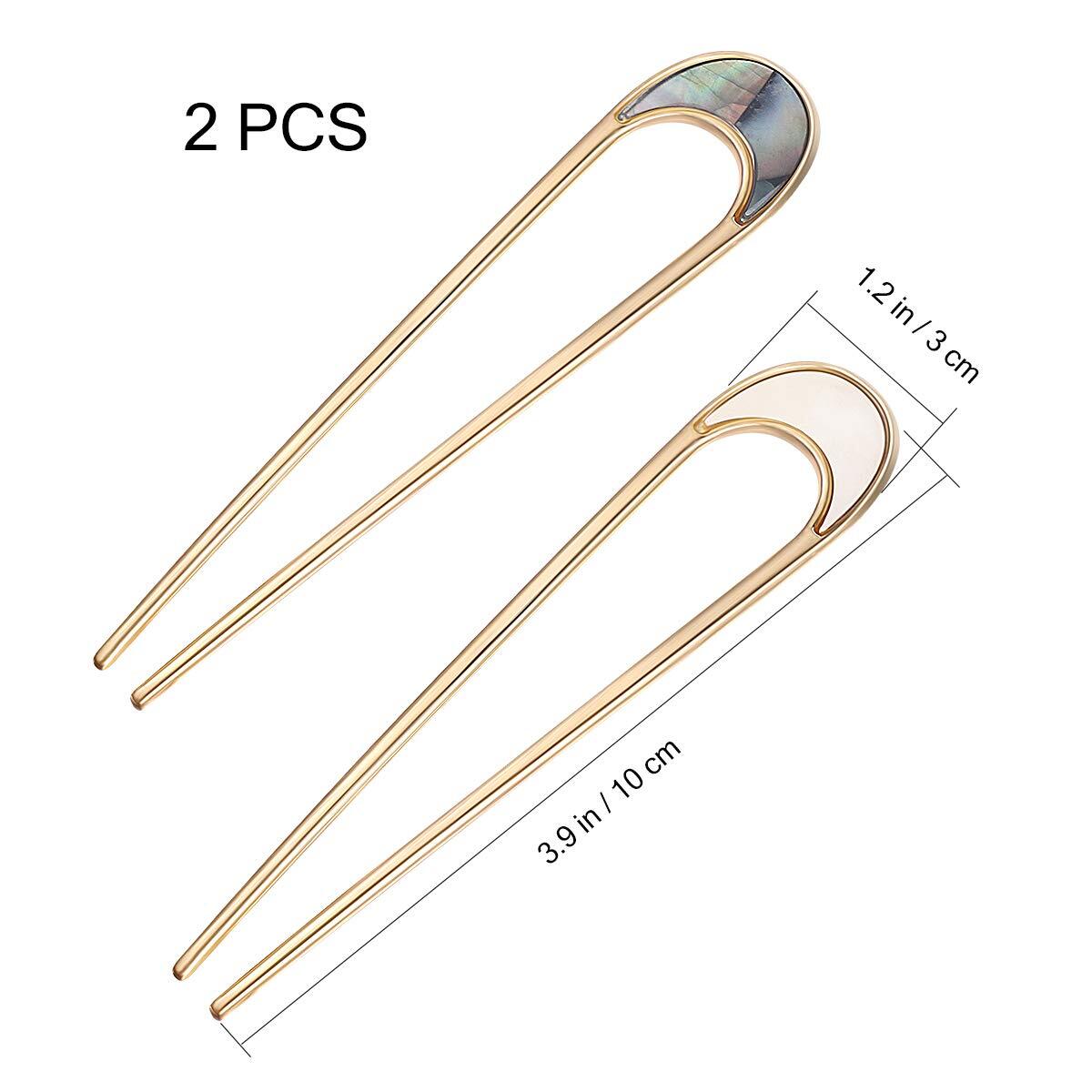 Lurrose 2pcs Hair Sticks Vintage Metal Pins Moon Elegant As Shown