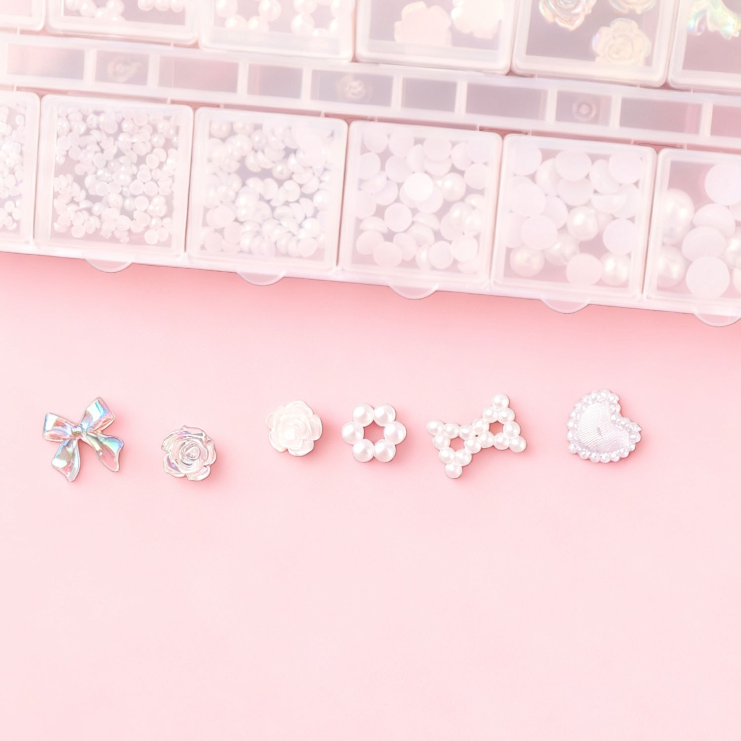 11 Boxes Nail Charms Set 3D Flowers, Gems, Pearls & Rhinestones DIY With tweezer