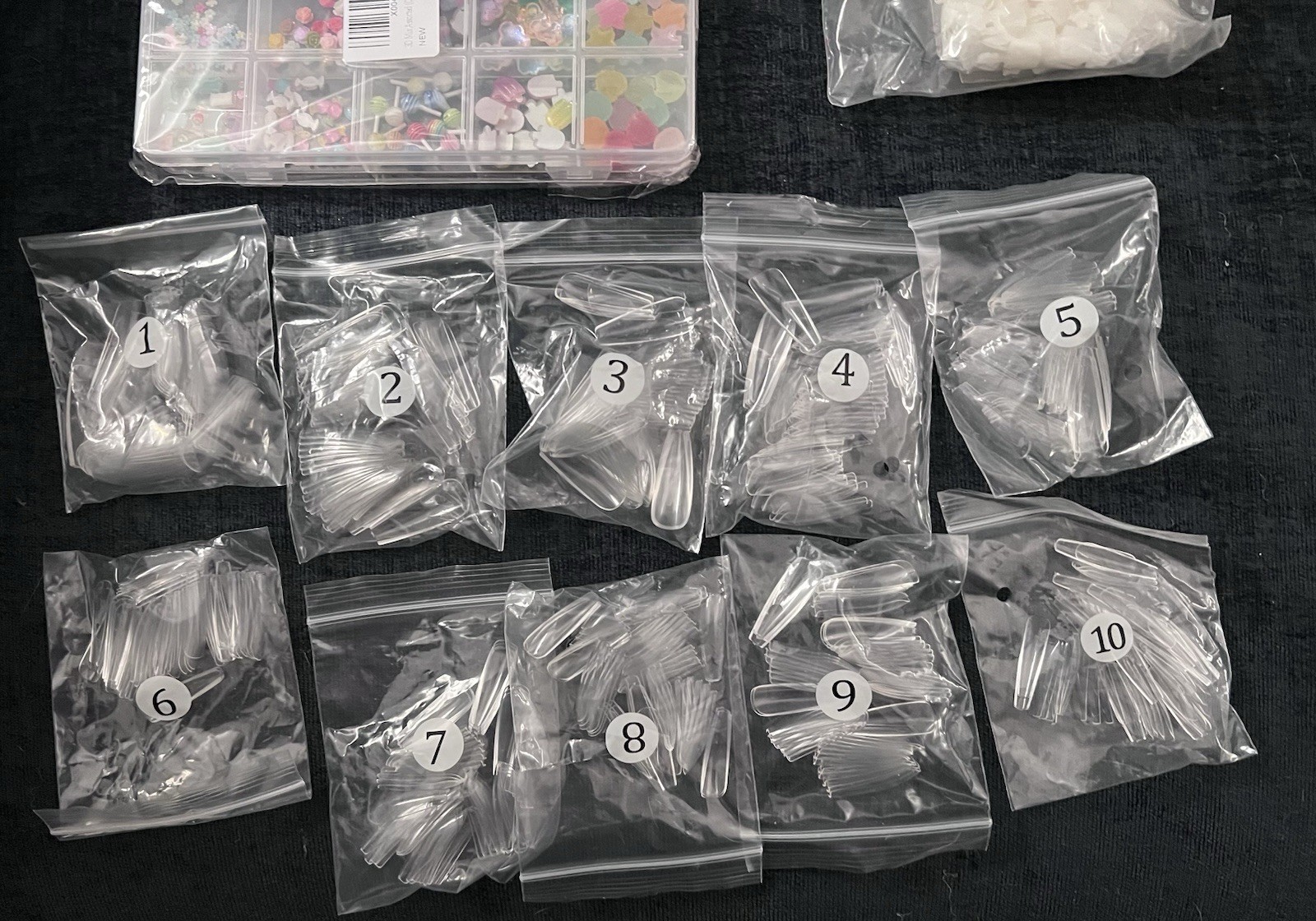 Lot Random Clear False Fake Press On Toe & Finger Nail Assortment & NAIL CHARMS