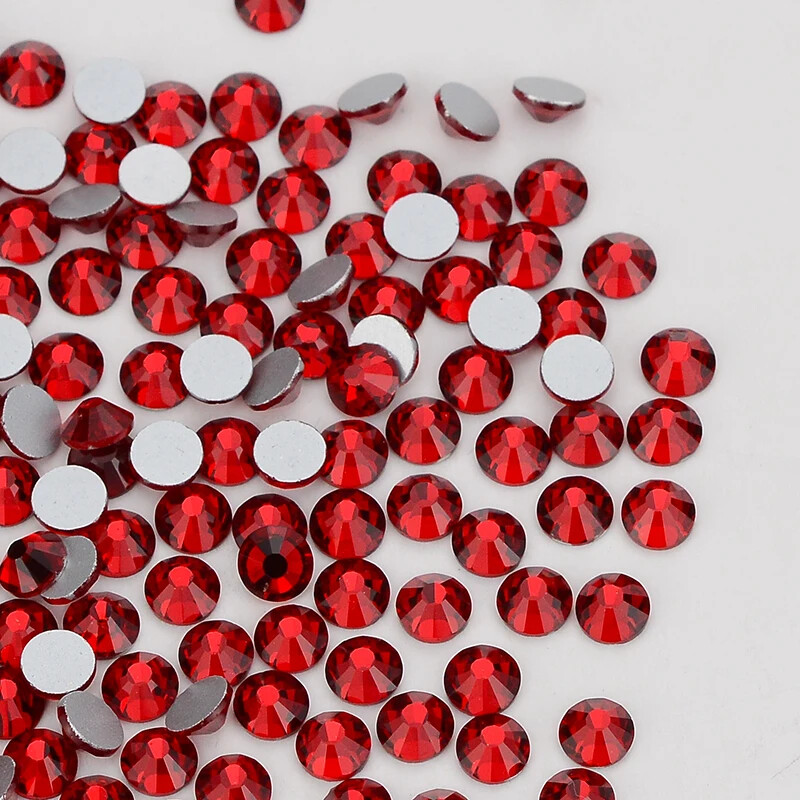 Siam Glass Flatback Rhinestone Glitter Red Glue On Crystal Diamond for Nail Art