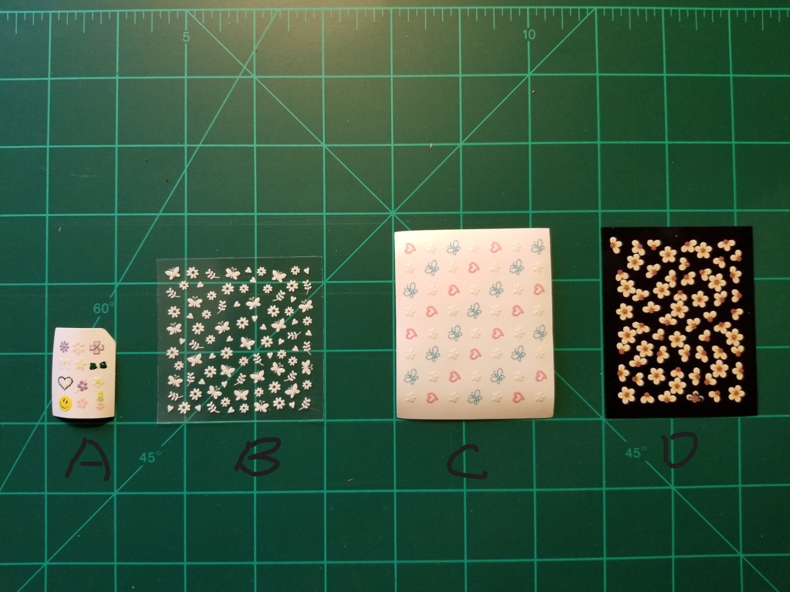 Nail decals stickers / 3D Art design / Heart Butterfly Blossom 1×1.5″ / 2×2.5″