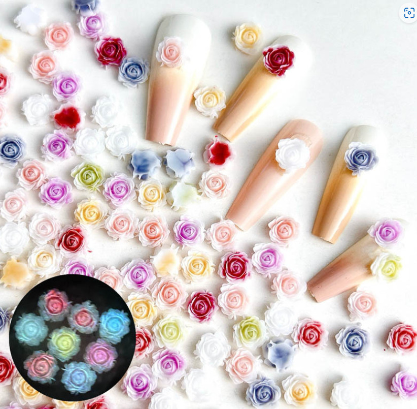 Red Pink Nail Art Jewelry Charms Mixing Collection Rose Flower Decor 20Pcs NH25