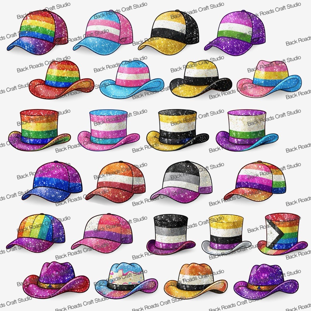 Pride Hats Hat Waterslide Finger Nail Decals Instructions, Bonus set of 50