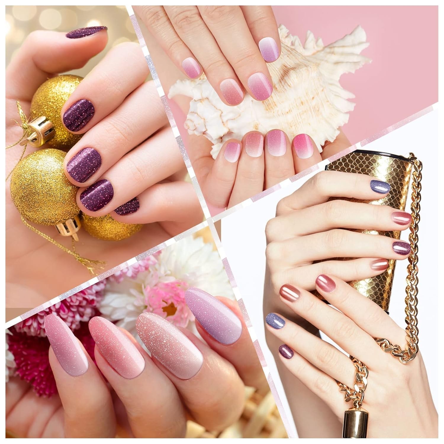 336 Pieces 24 Sheets Full Wrap Nail Polish Strips Stickers Self Adhesive Gel …