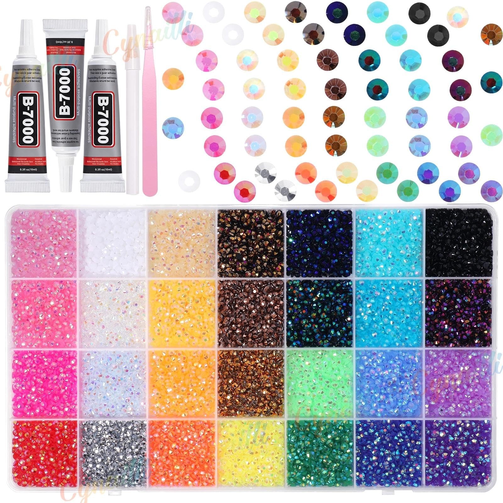 32000Pcs 3MM Colors Flatback Rhinestones for Bedazzling, Jelly Resin Rhinesto…