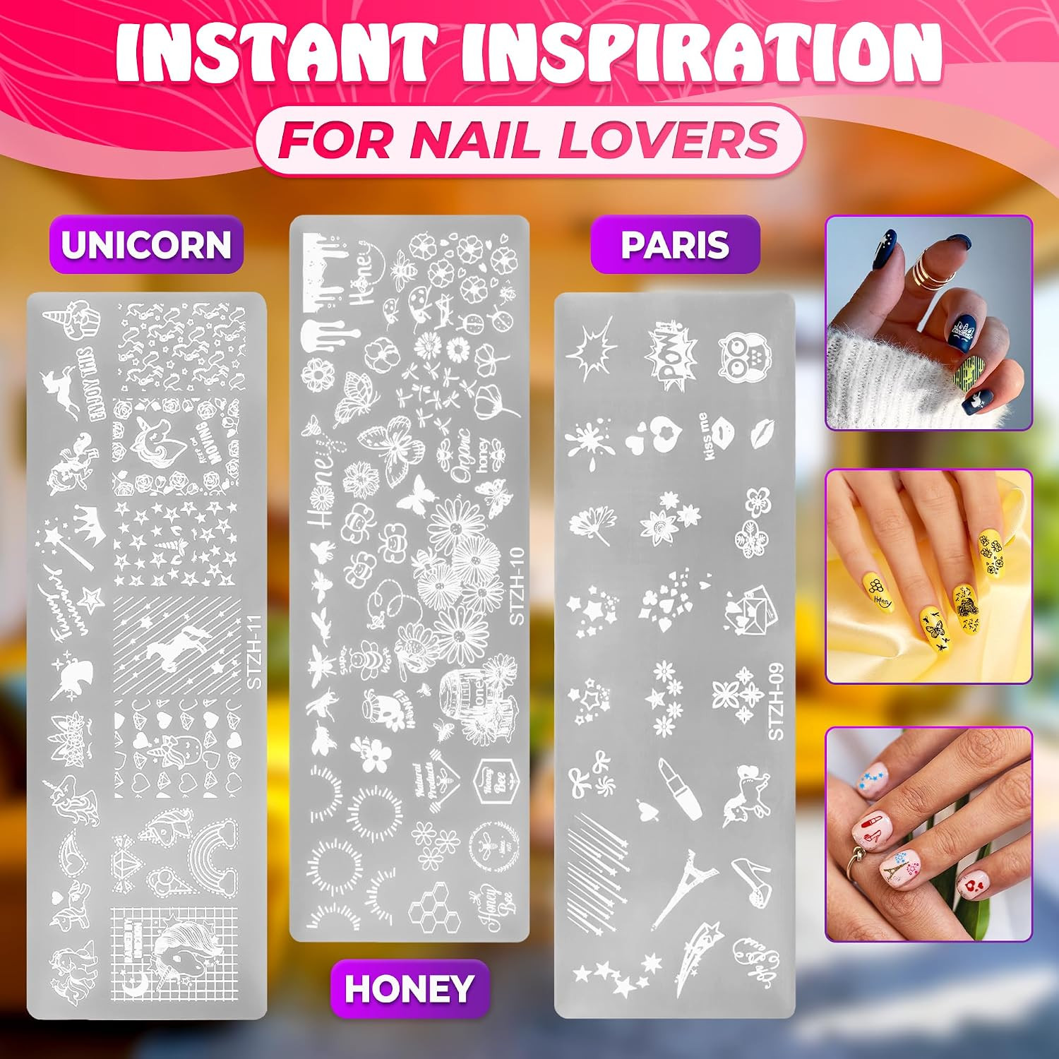 Holiday Nail Stamping Plates 12 Pcs, Stainless Steel Art Templates | Unique