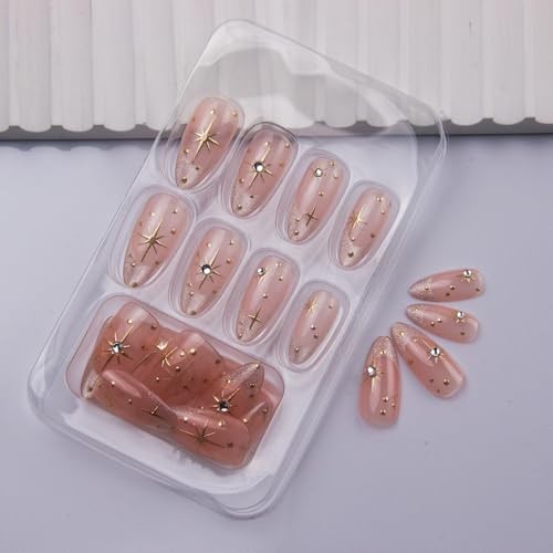 French Tip Press on Nails Almond Fake Nails Silver Glitter False Medium Style 8