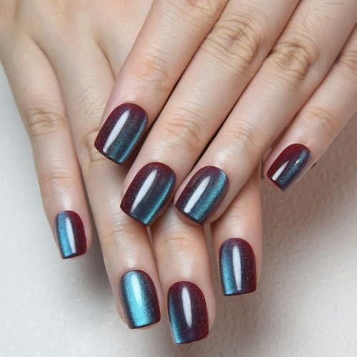 Mauve Teal Cat Eye 30 Count (Pack of 1) 30Pcs-Short Square-Mauve Teal-0867