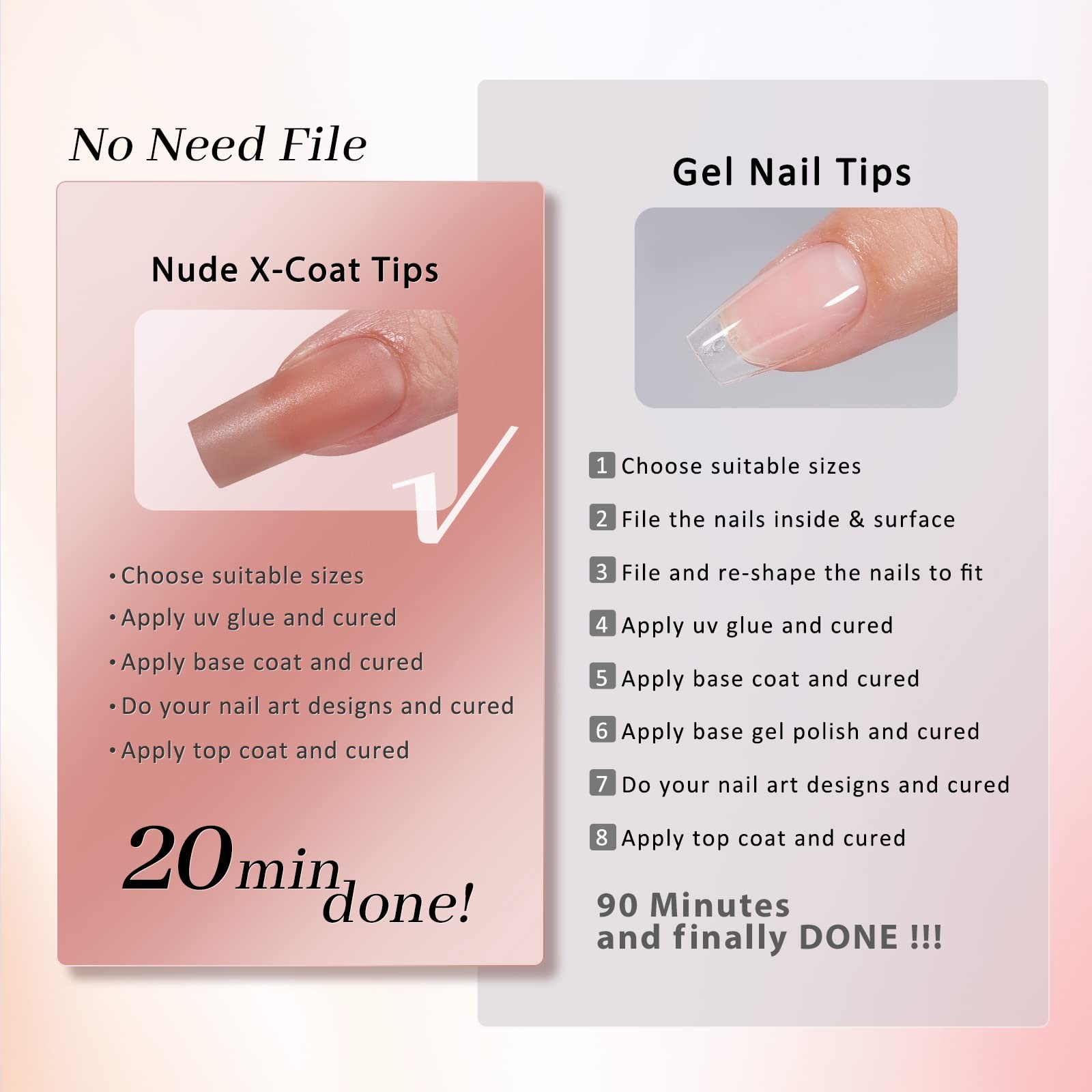BTArtbox Soft Gel Nail Tips Square – Press On Nails Long A, C1-L