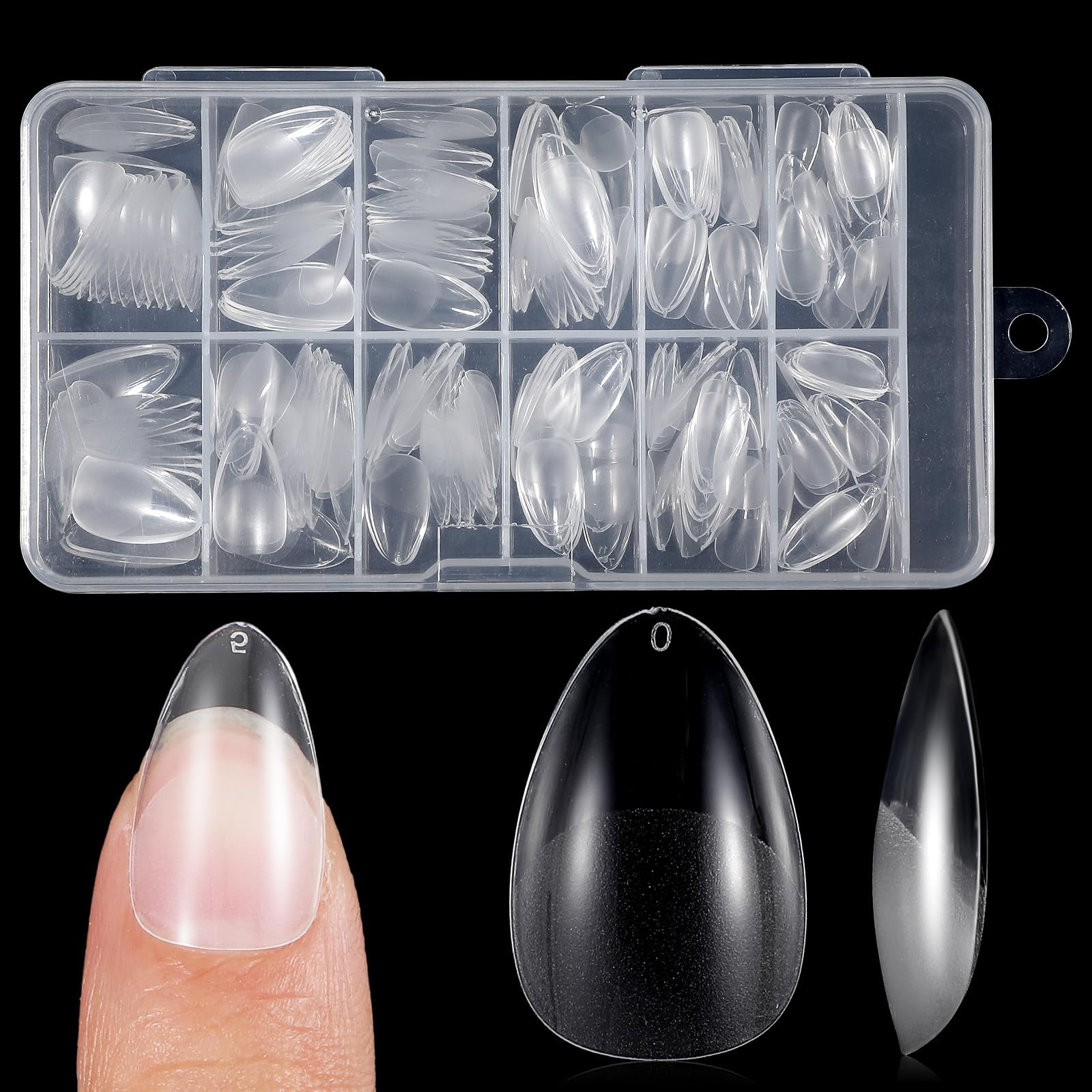 240 Pcs Short Almond Nail Tips Soft Pre-Shaped Acrylic one size, clear