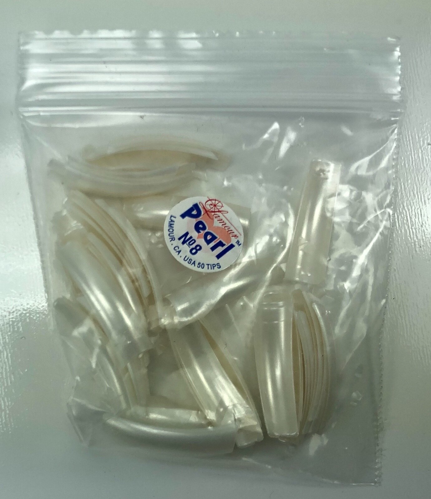 * Lamour Professional Nail Tips French PEARL White 0-10 Made in USA 550ct
