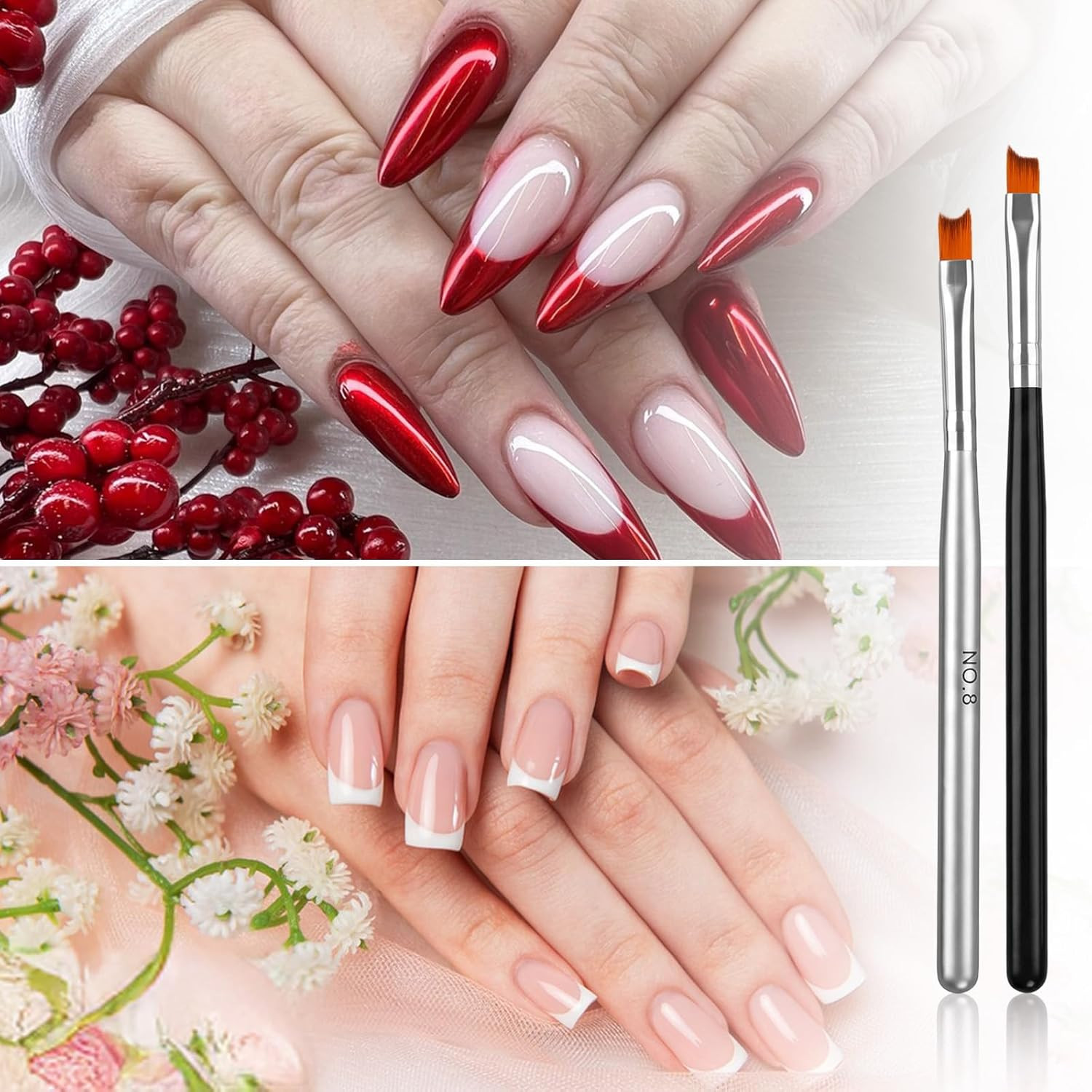 6 Pcs Ombre Nail Brush French Brush for Nails Half Moon Shape French Tip Nail Br