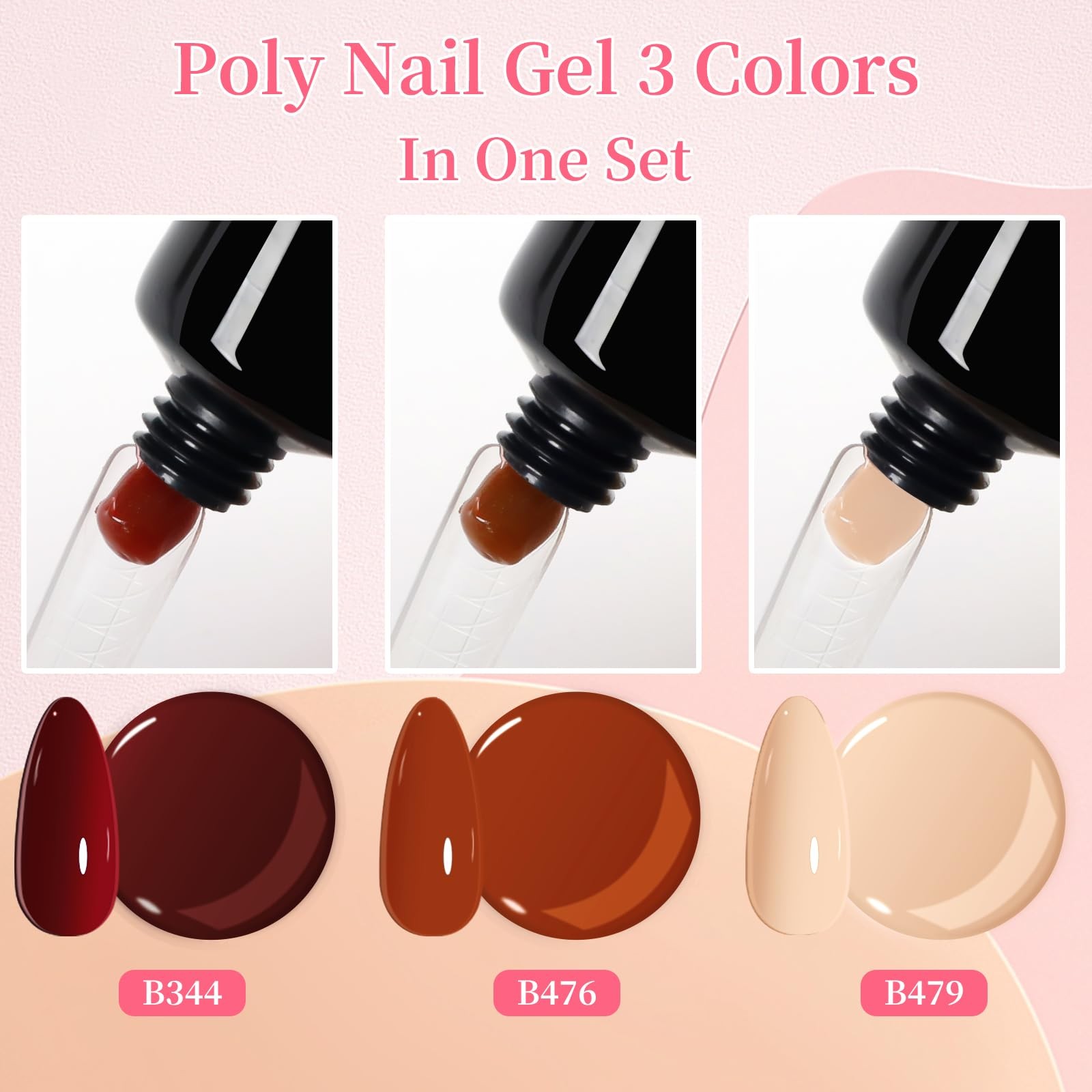 Poly Nail Gel Kit 3 Colors Builder Gel for Nail Extensions